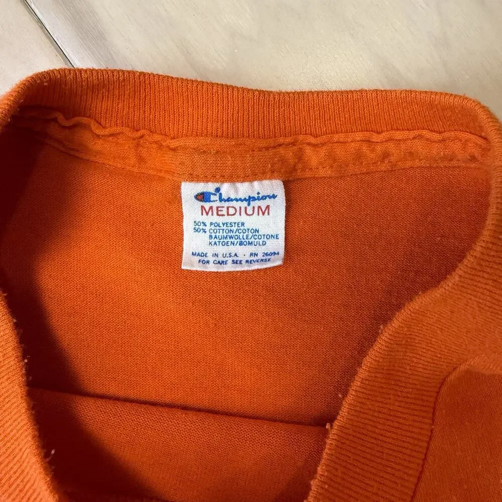 Vintage Denver Broncos Shirt Medium Orange 80s Made in USA NFL Football Elway - Picture 6 of 8